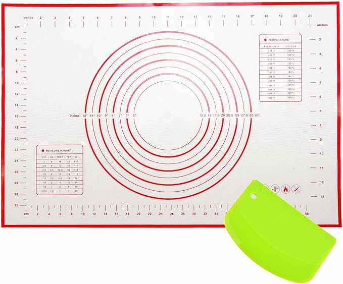 Extra Large 31.5" x 24" Silicone Baking Mat | Non-Slip Pastry & Dough Mat with Dough Scraper | Perfect for Rolling Out Dough, Pie Crusts, Fondant | Oven-Safe Silicone Liner(31.5''L X 24''W)