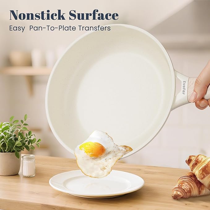 Granite Frying Pan, 10 Inch Non Stick Frying Pans, Lightweight Nonstick Pans for Omelets & Eggs, PFOA & PFAS Free Non-toxic Cookware Chef's Pan, Induction Compatible Fast & Even Heat Skillet