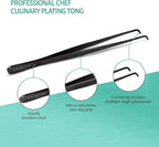 O'Creme Stainless Steel Precision Kitchen Tweezer Tongs with Serrated Tips for Gripping (10" Curved, Rose Gold)