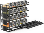 SpaceAid Pull Out Spice Rack Organizer with 20 Jars, Heavy Duty Slide Out Seasoning Organizer for Kitchen Cabinets, with 801 Labels and Chalk Marker, Right Facing (Pack of 2)