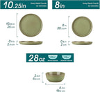 vancasso ZERMATT Stoneware Plates and Bowls Sets for 6, 18 Pieces Dinnerware Set for Kitchen, Chip Resistant Reactive Glaze Dishes, Dishwasher & Microwave Safe, Green