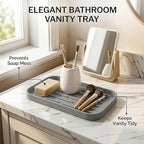 Silicone Organizer Tray, Soap and Sponge Holder for Kitchen Sink, Bathroom - Storage Tray for Dish Brush, Soap Dispenser, Dishwashing Accessories-(Gray 1 Pack, 10"x5.3")