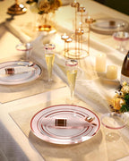 Goodluck 320PCS Rose Gold Disposable Plastic Dinnerware Set for 40Guests, Include 40 Dinner Plates, 40 Dessert Plates, 40 Napkins with Silverware, 40 Cups, 40 Champagne Glasses, for Christmas, Wedding