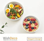 WishDeco Large Soup Bowls Set of 3, Ceramic Salad Bowls 37 oz, White Pasta Bowls 7 inch, Serving Bowl for Cereal, Noodle Ramen, Pho, Fruit