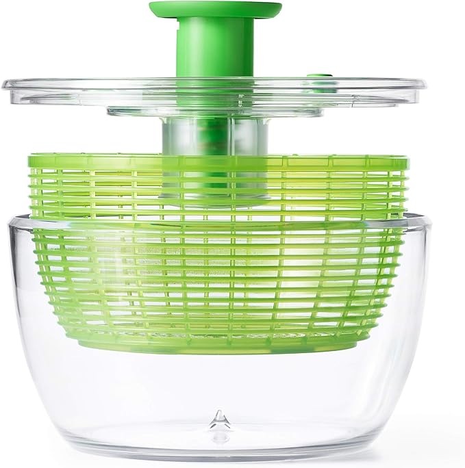 OXO Good Grips Salad Spinner - Large, Green Lettuce & Fruit Washer, BPA-Free, Easy One-Hand Pump (Pack of 4)