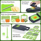 HomeHacks Vegetable Chopper Vegetable Cutter, 15 in 1 Kitchen Gadget, Dicer, Slicer, Onion Cutter, Salad, Cheese Grater & Egg Separator - Multi-Functional Veggie Chopper Lid with Handle (Green)