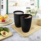 20 OZ Wheat Straw Cups SetS of 6, Unbreakable Drinking Cup, Alternative to Plastic Cups Reusable, Microwave & Dishwasher Safe Big Cup, Large Drinking Glasses for Kitchen, Party (Black)