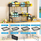 ARSTPEOE 2 Tiers 4 Baskets (one More Than Others) Over The Sink Dish Drying Rack,fits All Sinks (from 24.8" to 35.4"),2-Tier Adjustable Sink Rack,Dishes Rack Kitchen Storage Organizer Space Saving