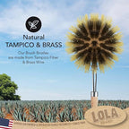 LOLA, The Original- Pot & Pan Brush, 6 Pack, Heavy Duty Brass Wire & Tampico Bristles, Handle Made from Sustainable Birch Wood for Cleaning