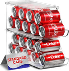 Sorbus Soda Can Organizer for Refrigerator - Stackable Holder Dispenser With Lid for Fridge, Pantry, Freezer - Holds 9 Cans Each, BPA-Free, Clear Design, Drink Organizer (2-Pack)