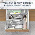 Smgmg Silverware Drawer Organizer, Cutlery Drawer Organizer, 6 Pack Utensil Drawer Organizer, Kitchen Utensils, Flatware Organizer with Interlocking Arm (9.6 * 3 * 2 inch, Grey)