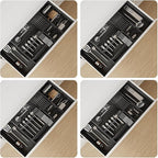 Bamboo Silverware Drawer Organizer, 17.7-29.5 Inch Expandable Large Kitchen Drawer Organizer, 5-8 Slot Flatware with Removable Card Slots & Knife Block for Spoon Butter Knive, Black