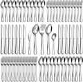 65 Piece Silverware Set with Serving Utensils, Stainless Steel Flatware Set for 12 Food Grade Novelty Flatware Cutlery Utensil Set Include Knife Fork Spoon Mirror Polished Dishwasher Safe