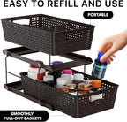 Simple Houseware 2 Tier Bathroom Organizer Tray Pull-Out Sliding Drawer, Under Sink Storage, Brown