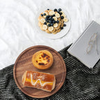 Round Wood Tray, Acacia Wooden Decorative Serving Tray for Coffee Table and Home Decor, Wooden Appetizer Charcuterie Board for Kitchen Countertop (7.9 inch)