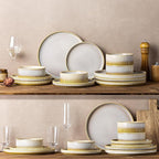 TheTerra Ceramic Dinnerware Sets for 4, 12 Pieces Porcelain Lightweight Plates and Bowls Sets, Scratch Resistant Dish Set, Oven & Microwave & Dishwasher Safe, Autumn Haze