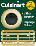 Cuisinart 2 Piece Sink Set – Sink Drain Strainer with Stainless Steel Rim & Silicone Mesh Base & Sponge Holder for Kitchen Sink, Metal Caddy with Triple Suction Cups, Daily Kitchen Essentials