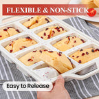 FUNBAKY Mini Loaf Pans with Metal Frame - Silicone Mini Bread Loaf Pans 8-Cavity BPA Free Nonstick for Baking Banana Bread, Cakes, Brownies, Meatloaf 2 Pack