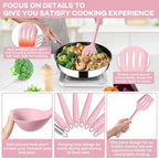 TeamFar 8 PCS Silicone Cooking Utensils - 446°F Heat Resistant Kitchen Silicon Utensils Set, Turner, Spatula, Spoon, Whisk, Kitchen Cooking Gadgets Tools for Nonstick Cookware, Dishwasher Safe-Pink