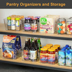 12 Pack Plastic Storage Bins, Clear Pantry Organizers and Storage, Multi-Use Organizer Bins for Kitchen, Office, Fridge, Cabinet and Shelf Organization