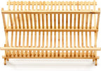 RoyalHouse Premium Natural Bamboo Dish Rack, Collapsible Dish Drainer, Foldable and Compact Dish Drying Rack for Kitchen Counter