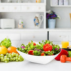 R-kay 6 Pack Square Plastic White Serving Bowls - White Plastic bowls 64 Oz - Salad Bowls Large Serving - Premium Heavy Duty For Weddings Catering And Birthday parties
