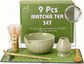 Matcha Whisk Set 9 Pcs | 19oz Ceramic Matcha Bowl with Bamboo Whisk & Holder, Sifter, Chashaku Scoop, Wooden Spoon, Scoop Rest, Tea Towel & Gift Box | Complete Matcha Set Kit for Matcha Lovers