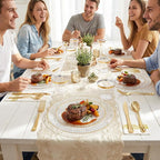Rubtlamp 350 Pcs Clear Gold Plastic Plates, Hammered Disposable Dinnerware, Clear-Gold Plates Set Include 100 Plastic Platos, 150 Gold Disposable Silverware, 50 Cups And 50 Napkins for Party