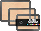 Zulay Kitchen Silicone Baking Mat Sheet 3-Pack (3 sizes) - Reusable Silicone Baking Sheet - Easy & Convenient Nonstick Baking Supplies - Silicone Mats for Baking - Baking Mat For Oven - (Dark Gray)