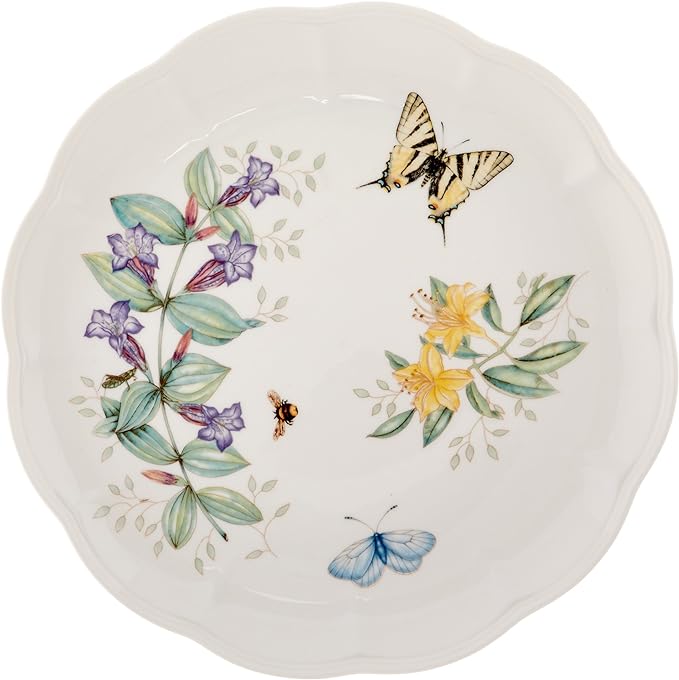 Lenox Dinnerware Set, Butterfly Meadow 18-Piece Set, Service For 6, White Porcelain, Butterfly And Flower Designs, Plates And Bowls Sets, Dishwasher Safe, Home & Kitchen (18 Pieces, Assorted)