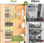 Churboro Over the Door Pantry Organizer Rack with 9 Adjustable Baskets, 9 Tiers Dual-use Hanging or Wall Mount Spice Rack Organizer, White