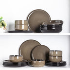 LERATIO Ceramic Dinnerware Sets for 4,Porcelain Plates and Bowls Sets,Microwave & Dishwasher & Oven Safe,Scratch Resistant Dishes Sets-Service for 4 (12pcs)-Mordern-coffee
