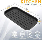 ZAPPOWARE Kitchen Sink Organizer | Silicone Sponge Holder - Storage Tray for Dish Sponge, Soap Dispenser, Scrubber 9.6"x 4.9" (Black)