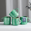 HaWare 14OZ Coffee Mugs Set of 4, Stoneware Coffee Cups with Handle, Latte Mug for Man, Woman, Dad, Mom, Modern Tea Mugs for Latte/Cappuccino/Cocoa/Milk, Dishwasher& Microwave Safe, Reactive Green
