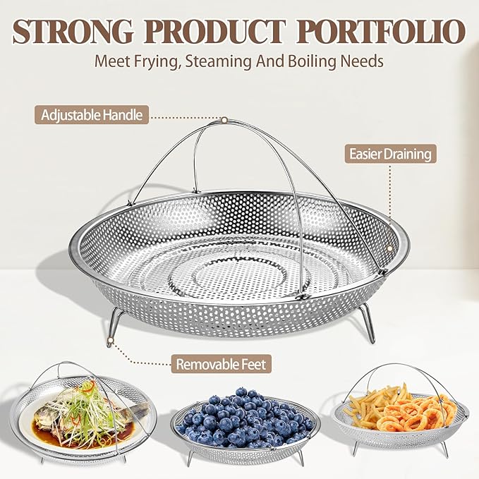 AOSION 11 Inch Nonstick Ceramic Deep Frying Pan Skille with Lid,5QT Sauté Pan for Cooking with Steam Rack,Healthy Large Skillet,Stay Cool Handle, Induction Compatible, PFOA & PFAS Free.(WHITE)
