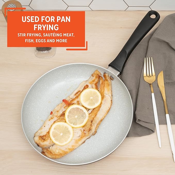 IMUSA 9.5" Premier Ceramic Nonstick Fry Pan with Cool Touch Handle, Matte Black