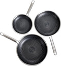 Non Stick Frying Pan without Lid, 8+10+12 Inch, Hybrid Frying Pans Set Nonstick, Skillets Stainless Steel Upgrade, Dishwasher & Oven-Safe, Induction Compatible, PFOA Free Cookware.