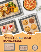 Silicone Baking Mat - Sopito Platinum Silicone - Non-Stick, Food Safe, Reusable Baking Sheet Liner, 5Pcs Set for Half Sheet Size Tray & Quarter Size Tray and 9'' Pizza pan, Grey