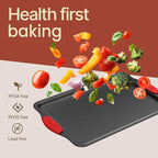 BAKKEN Kitchen Baking Pan Set - Nonstick Coating, Carbon Steel Bakeware Sets with Gray Silicone Handles, Baking Kitchen Essentials, PFOA, PFOS, PTFE Free, Oven Safe Tray (Up To 450° F), Set of 10