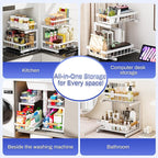 ADBIU 2 Pack Under Sink Organizers and Storage, Height Adjustable 2-Tier Pull Out Cabinet Organizer, Heavy Duty Slide Out Sink Shelf Drawer for Kitchen Bathroom Organization