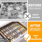 SpaceAid Spice Drawer Organizer with 40 Spice Jars, 386 Spice Labels, 4 Tier Seasoning Rack Tray Insert for Kitchen Drawers, 18.5" Wide x 17.5" Deep