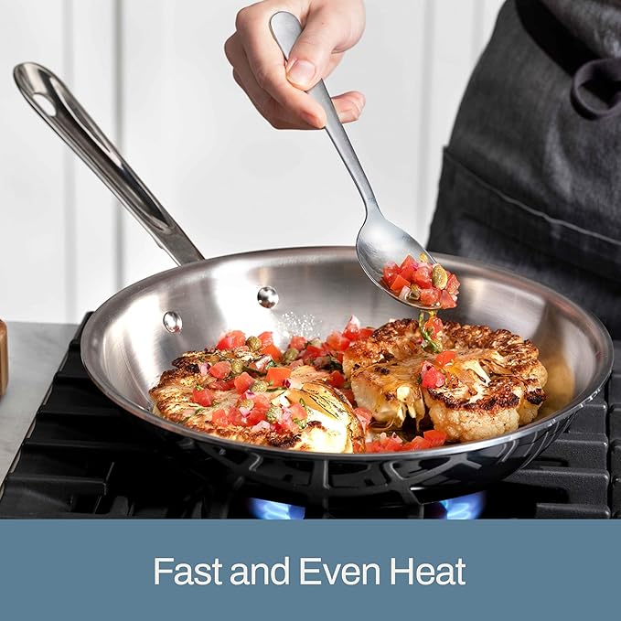 All-Clad D3 3-Ply Stainless Steel Fry Pan 7.5 Inch Induction Oven Broiler Safe 600F Pots and Pans, Cookware Silver