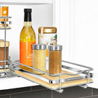 LYNK PROFESSIONAL® Élite™ Pull Out Spice Rack Organizer for Inside Kitchen Cabinets - 6-3/8 inch Wide - Slide Out Drawer – Wood/Chrome Sliding Spice Organization for cabinet - Spice Racks - 1 Tier