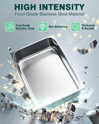 WantJoin Steam Table Hotel Pans 1/1 Full Size 4 Inch Deep 6 Pack, Stainless Steel Metal Tray Sets Food Storage Container for Restaurant Chafing Dishes Commercial Buffet Catering Supplies