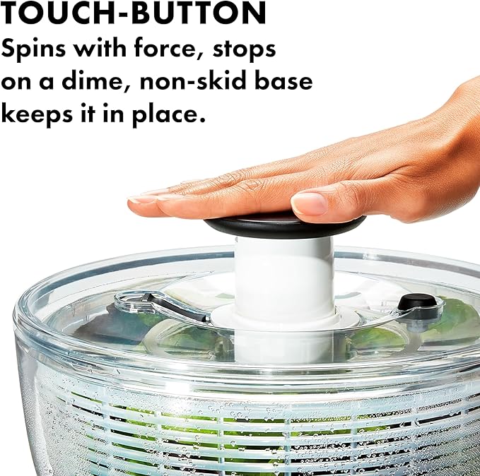 OXO Good Grips Salad Spinner | Lettuce Spinner | Fruit Washer | Fruit Washing Bowl with Strainer | Vegetable Cleaner | Salad Cleaner | Lettuce Washer | 6.22 Quart Capacity (Pack of 4)