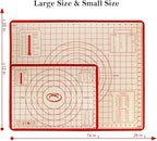 Silicone Baking Mat,28in×20in & 16in×12in Pastry Mat,Measuring Non-slip Dough mat Mats for Baking,Kneading Dough,Table Mats Red(2Pack)