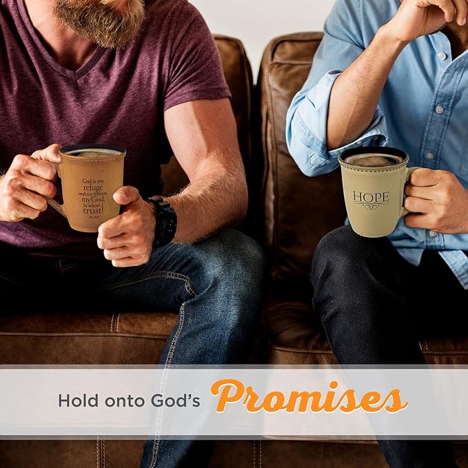 Christian Art Gifts Ivory Stoneware Coffee Mug – 13 oz. Microwave and Dishwasher-safe Lead & Cadmium-free Inspirational Scripture Coffee and Tea Mug for Men & Women with Bible Verse: Hope –Hebrew 6:19