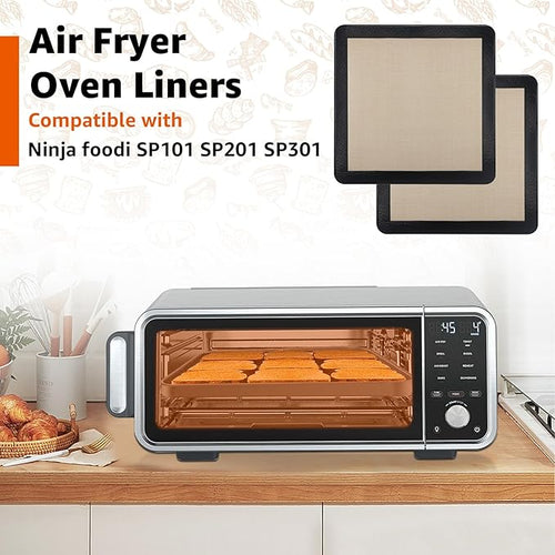 2Pcs Silicone Baking Mats for 12 Inch Cake Pan/12x12 Cheesecake Pan/Toaster Oven Air Fryer Liner, 11.75"Square Food Grade Silicone Mats for Baking, Non Slip Silicone Baking Sheet, Non Stick Reusable