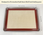 Silicone Baking Mats Set of 2, Half Sheet Nonstick Reusable Baking Sheet Liners for Cookies, Macarons, Bread, Pizza, Pastry, Red