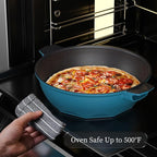 TIBORANG 8 in 1 Multipurpose 11 Inch 5 Quart Heat Indicator Nonstick Deep Frying Pan with Glass Lid,Steamed Grid,PFOA-Free,Dishwasher&Oven Safe,Works with All Stovetops (Dark Teal)